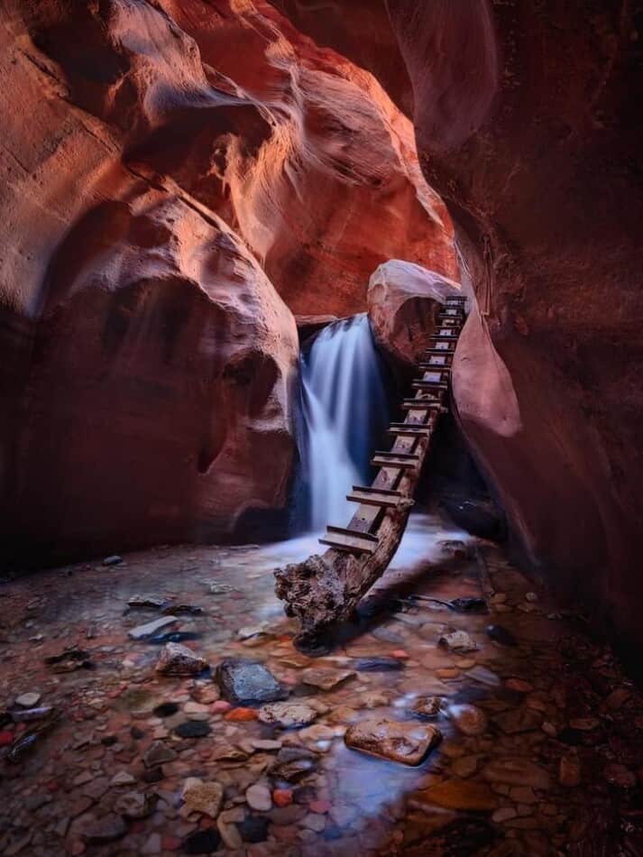 slot canyon with water print